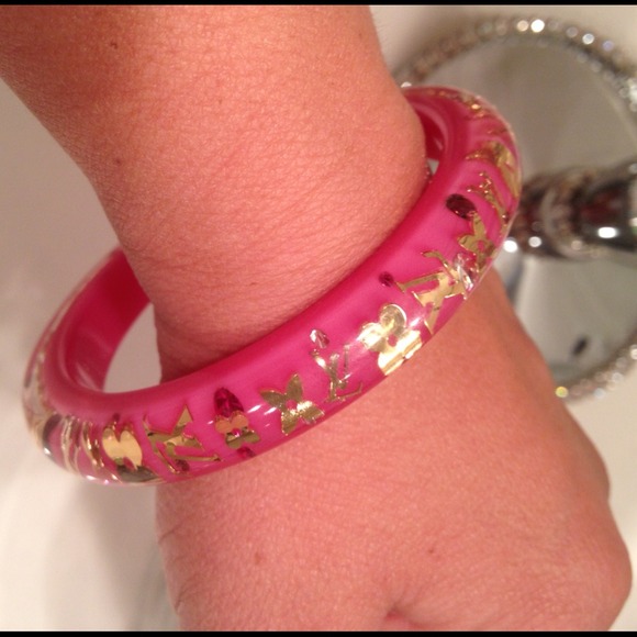 Authentic LV Pink Bangle with Swavorski Crystals. - Picture 2 of 4