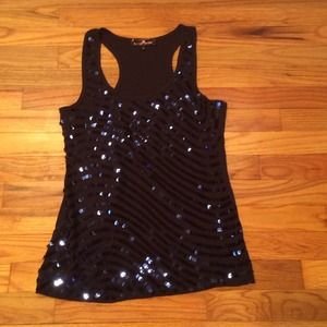 Navy Blue Sequin Tank Top