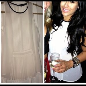 Zara  white sheer pleaded peplum top