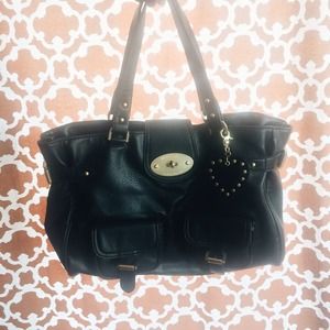 Gold & black vegan leather bag