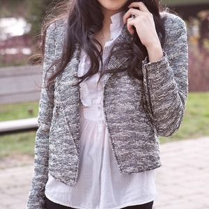 Zara metallic tweed cropped blazer