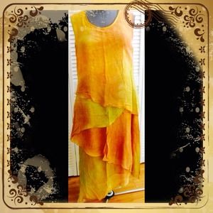 Fabulous Mustard Gold Layered Dress Women's 18
