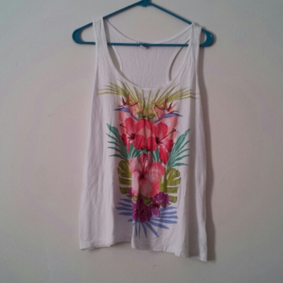 Tropical White Tank Top