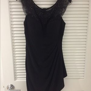 Black cocktail dress with beading