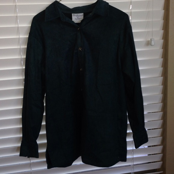 Forest green faux suede blouse