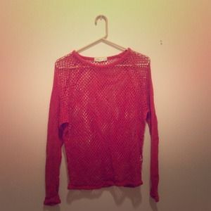 Urban outfitters burnt orange mesh long sleeve top