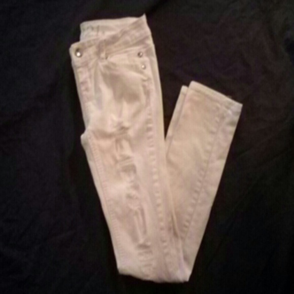 White Destroyed Skinny Jeans