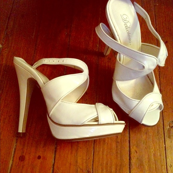 White platform heels