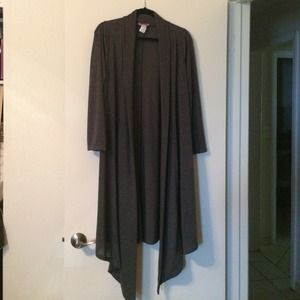 Long cardigan sweater in charcoal gray