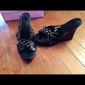 Black and silver design wedges