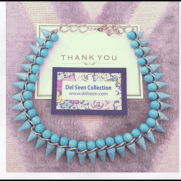 Turquoise Spike Statement Necklace - Picture 1 of 4