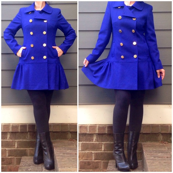 Helene Berman Jackets & Blazers - Gorgeous Blue Ruffle Hem Coat