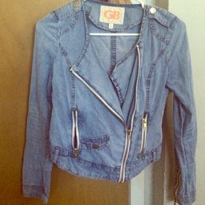 Gold zippered Gianni Bini denim jacket