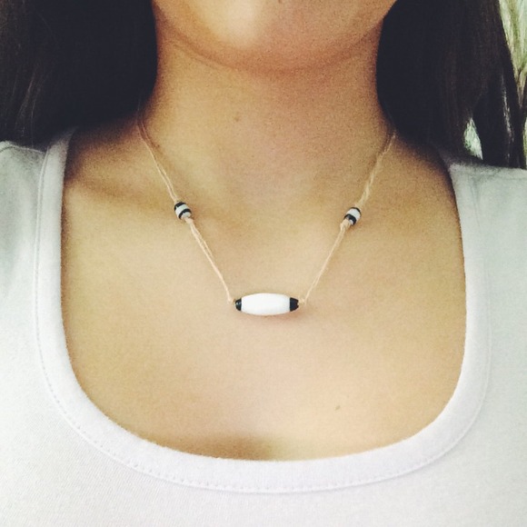 Homemade Black and White Beaded Necklace