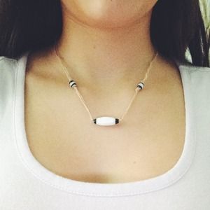 Homemade Black and White Beaded Necklace