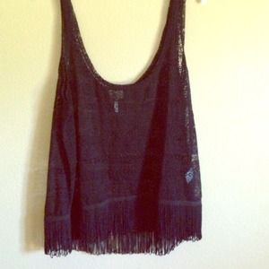Black crochet tank top