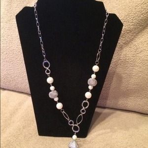 Silver necklace and earring set