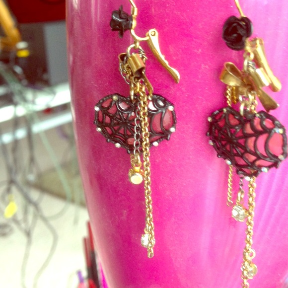 Betsy Johnson spider web earrings