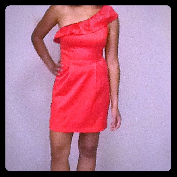 Coral One Shoulder dress