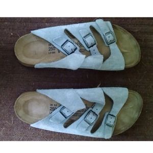Grey Suede 3-Strap Comfort Sandal