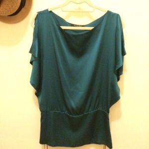 Black Halo silk turquoise top.