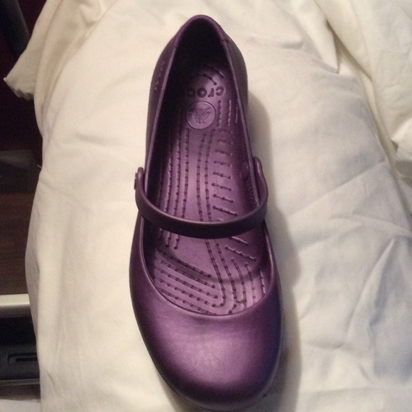 Metallic purple Mary Jane crocs