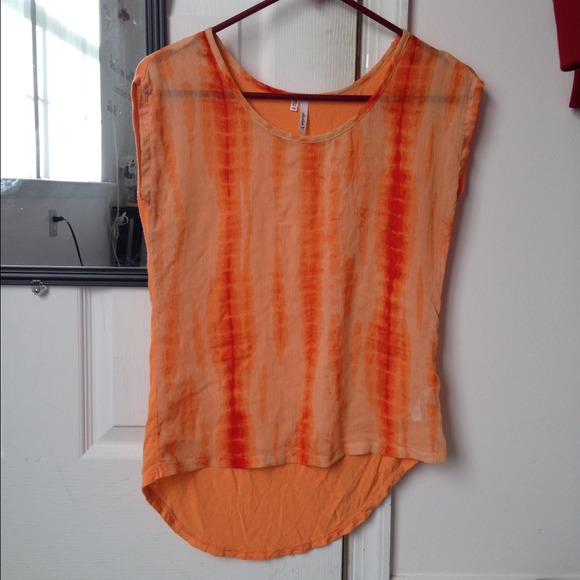 Orange Tie-Dye Chiffon Top