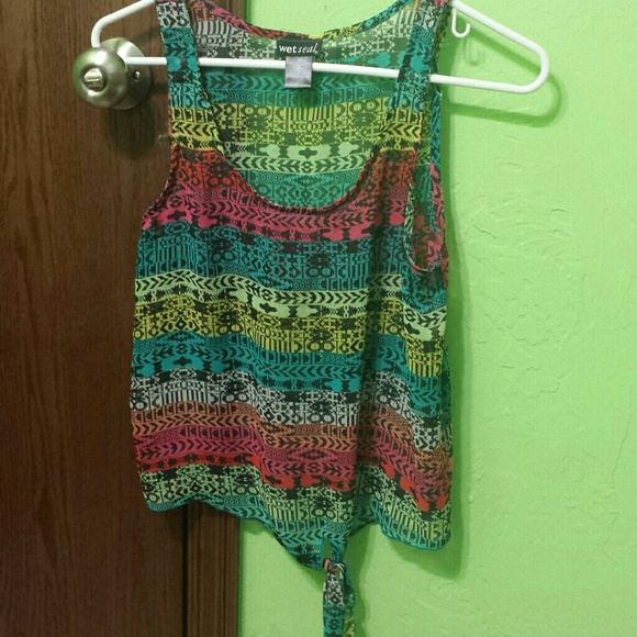 Aztec print long crop top!