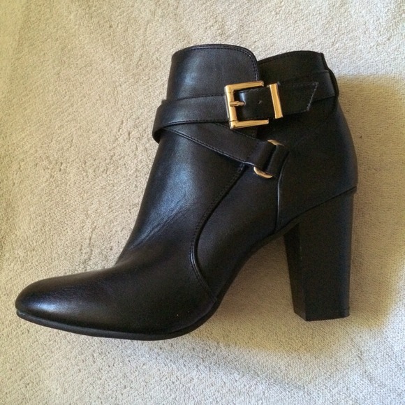 Black buckle booties
