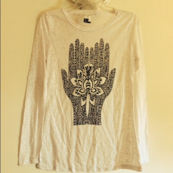 Long sleeve white bohemian hands shirt