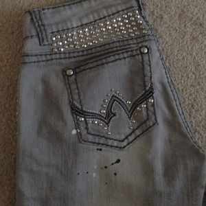 Antique Rivet Grey Skinny Jeans