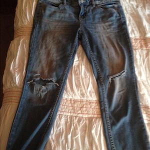 Free People Destroyed Ankle Skinnys