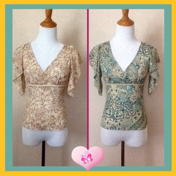 2 Express Faux Wrap Floral Tops