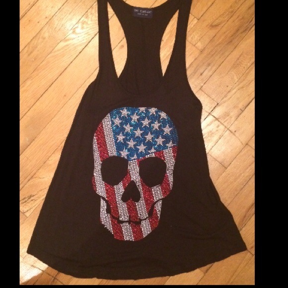 American flag skull tank top