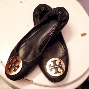 Tory Burch Black Leather Flats 6  (36)