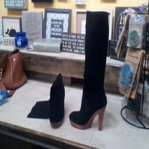 Michael Kors suede boots with wooden size 7. 5