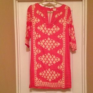 J. Crew pink and white tunic dress