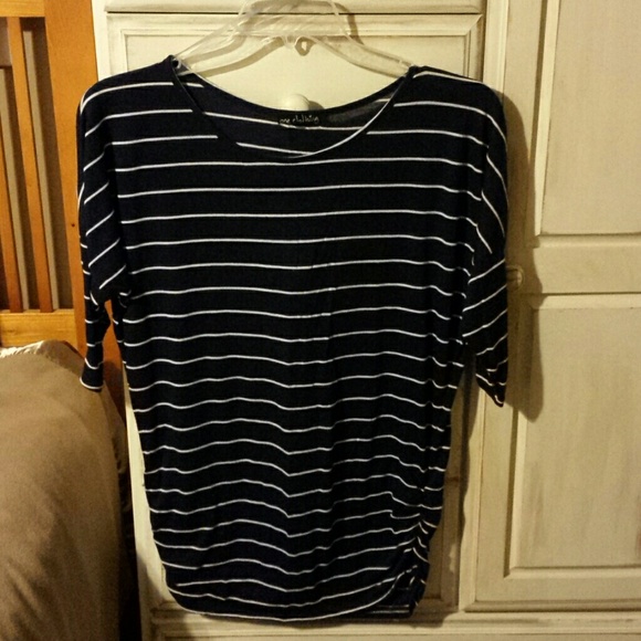 Navy and white striped top