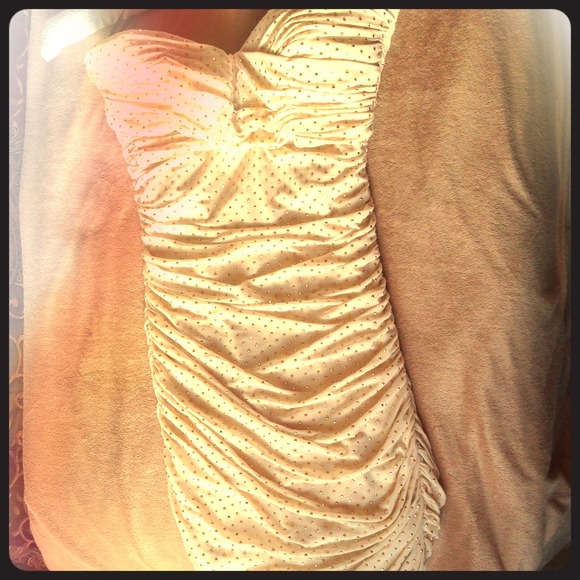 💥Sale💥Bebe Champagne Halter Dress w/Crystals