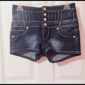 Dark Wash High Waisted Denim Shorts