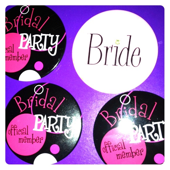 Set of four bridal party buttons