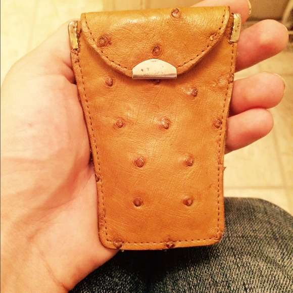 Vintage ostrich skin coin pouch