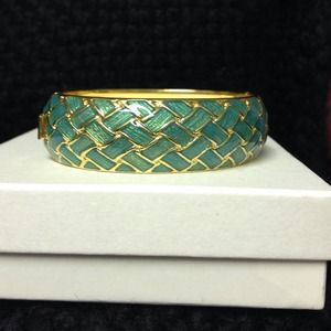 Lily Pulitzer green & gold enamel bangle bracelet
