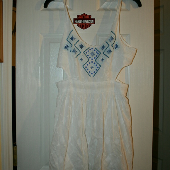 White dress with blue details