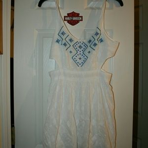 White dress with blue details