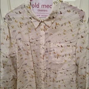 Madewell Silk Boyshirt in Birdslife