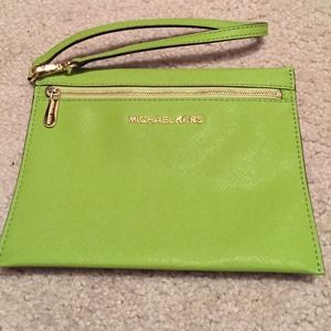 Super cute Michael Kors green medium wristlet!