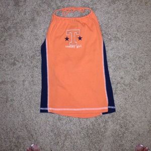 Orange and navy halter top