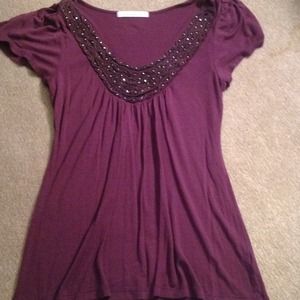 Plum sequin detailed top