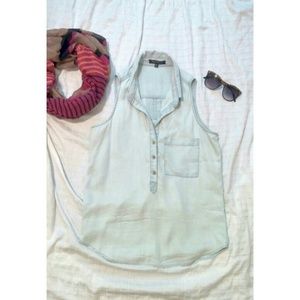Sleeveless Chambray Shirt